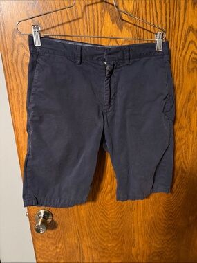Club Monaco Navy Flat-Front Chino Shorts